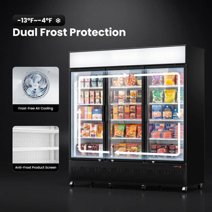 Yeego 62.3 Cu. Ft. 3-Door Commercial Reach-In Freezer