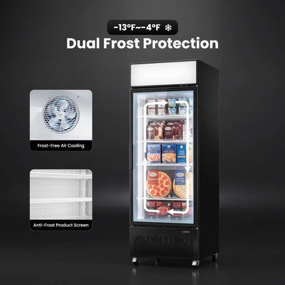 Yeego 18.9 Cu. Ft. Single-Door Commercial Glass Freezer