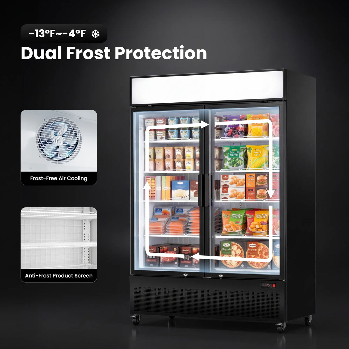 Yeego 41.9 Cu. Ft. 2-Door Commercial Display Freezer