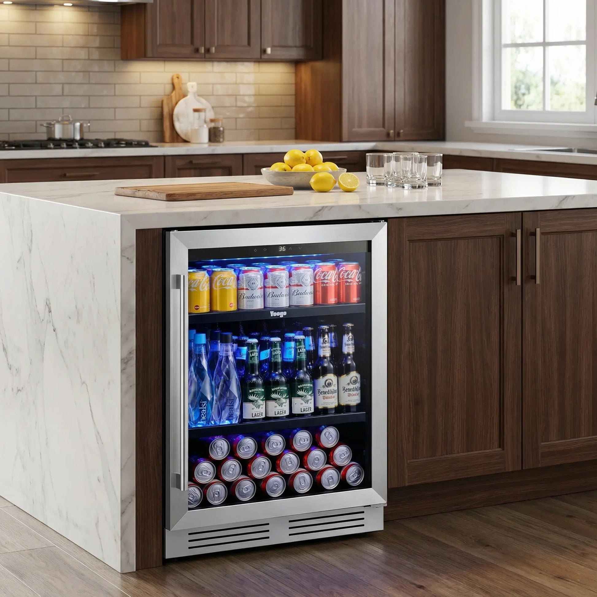 Yeego YEG-WF24 Dual Zone Wine Cooler & Beverage Refrigerator - 24", 5.2 Cu.ft, Black Stainless (Open Box)