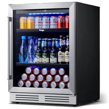 Yeego 24" Beverage Refrigerator, 180 Cans Beverage Fridge Beer Fridge with Glass Door, Built-in/Freestanding for Kitchen, Bar or Office