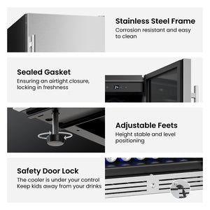 Yeego 24 Inch Beverage Refrigerator, 160-Can Beverage Cooler with Lock