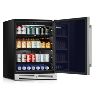 Yeego 24 Inch Beverage Refrigerator, 160-Can Beverage Cooler with Lock
