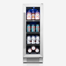 Yeego 12 Inch Beverage Refrigerator - 60 Cans Compact Beverage Cooler with Glass Door, Under Counter Drink Fridge Built-In or Freestanding