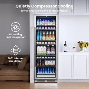 Yeego Beverage Refrigerator - 24 inch 378 Cans Beer Cooler with Glass Door