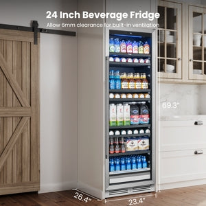 Yeego Beverage Refrigerator - 24 inch 378 Cans Beer Cooler with Glass Door