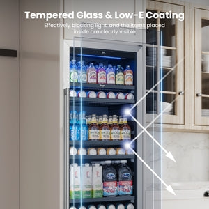 Yeego Beverage Refrigerator - 24 inch 378 Cans Beer Cooler with Glass Door