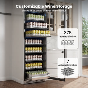 Yeego Beverage Refrigerator - 24 inch 378 Cans Beer Cooler with Glass Door