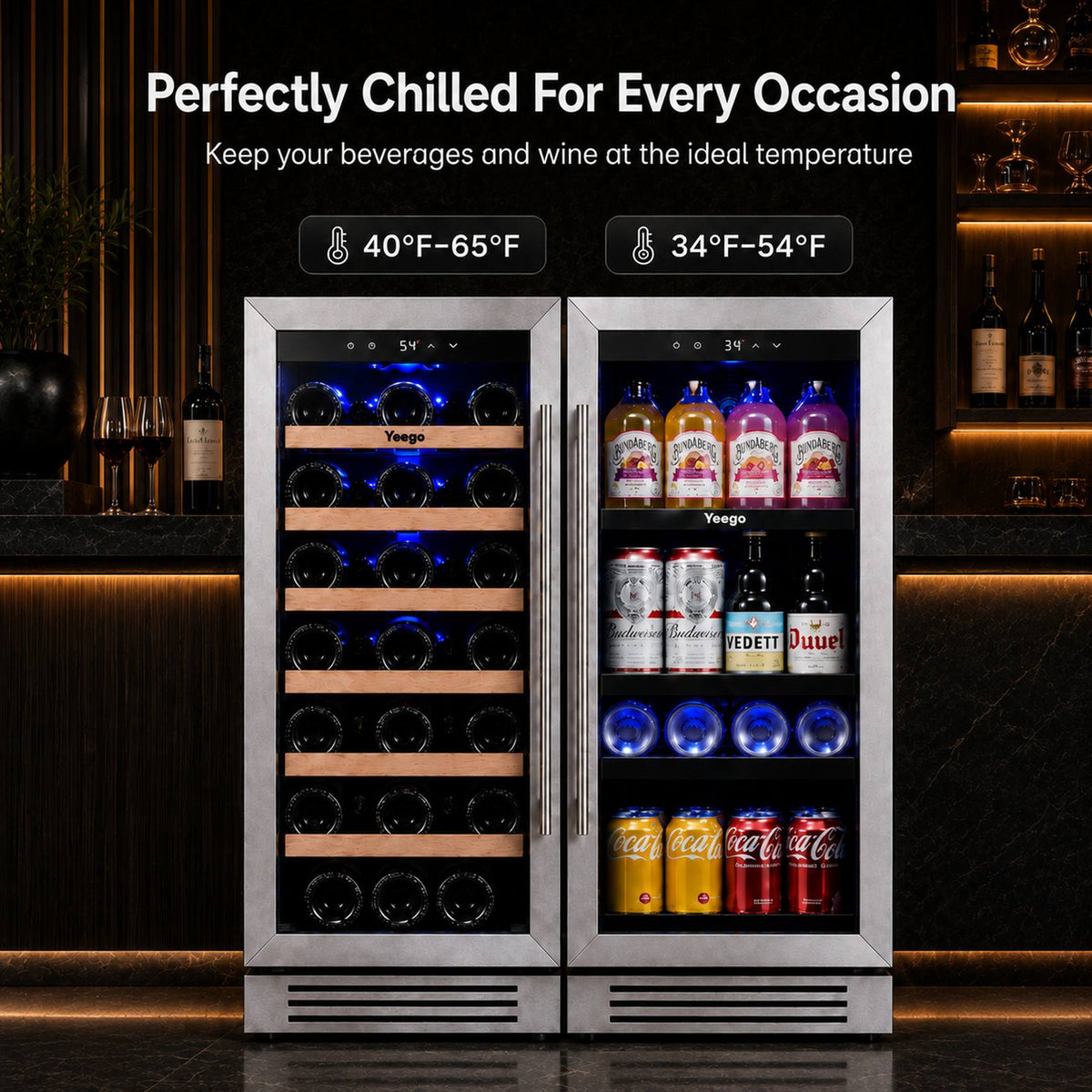 Yeego 30" Wine Beverage Fridge Dual Zone 2 Sets