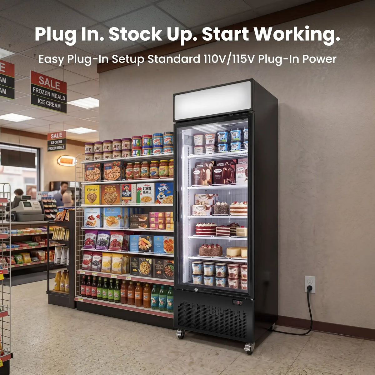 Yeego 18.9 Cu. Ft. Single-Door Commercial Glass Freezer