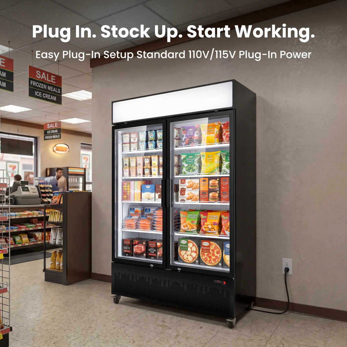 Yeego 41.9 Cu. Ft. 2-Door Commercial Display Freezer