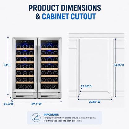 Yeego 30" Wine Fridge Bundle 66 Bottles