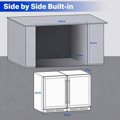 Yeego 48" Wine Beverage Fridge Combo Triple Zone