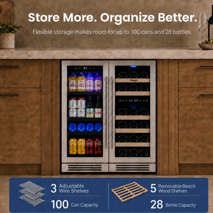 Yeego 30" Wine Beverage Fridge Triple Zone 2 Sets