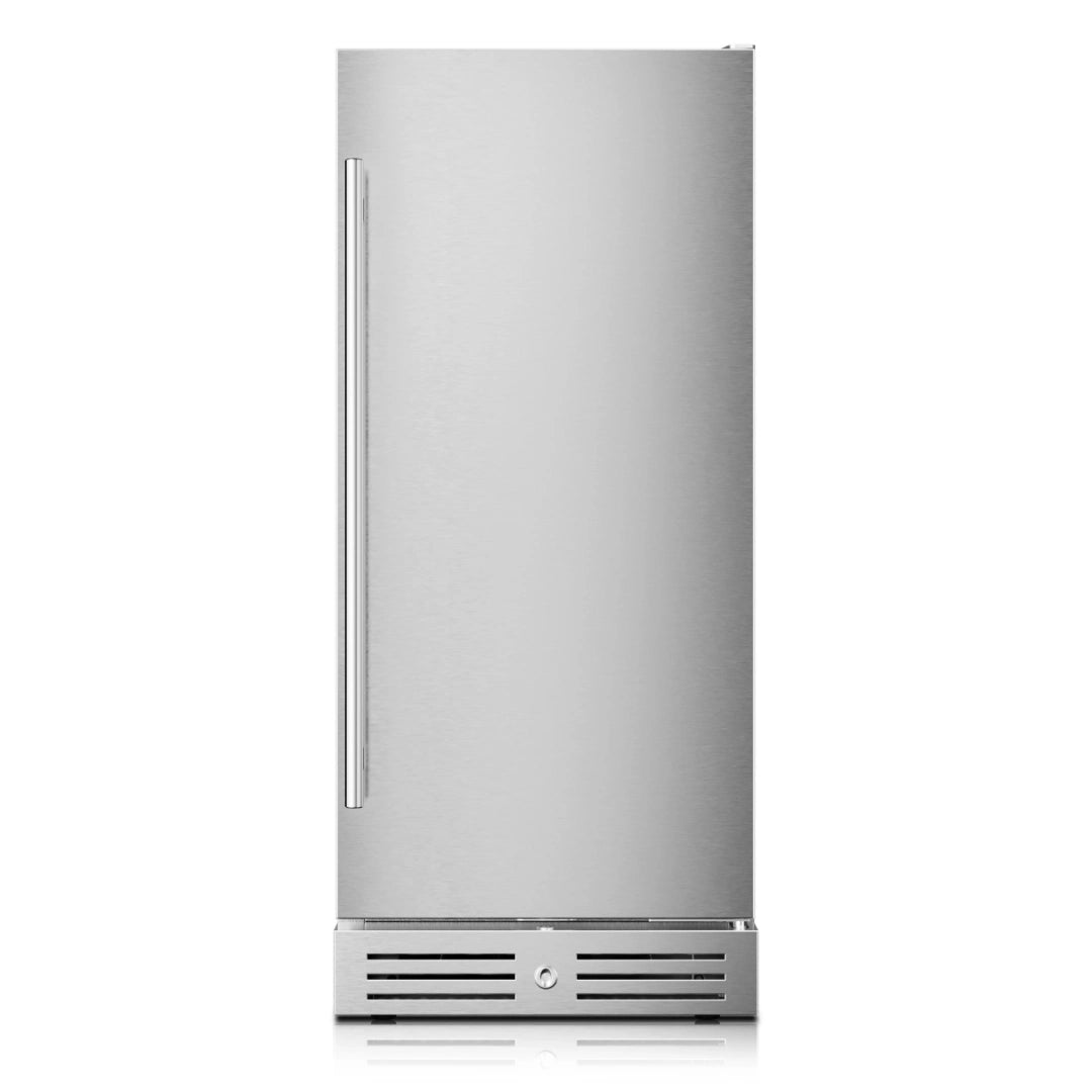 Yeego Outdoor Small beverage cooler front view featuring a compact body and a stainless steel door