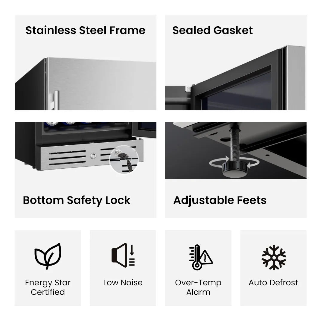 Small beverage cooler certified with the EU Energy Star standard for energy-efficient and reliable performance