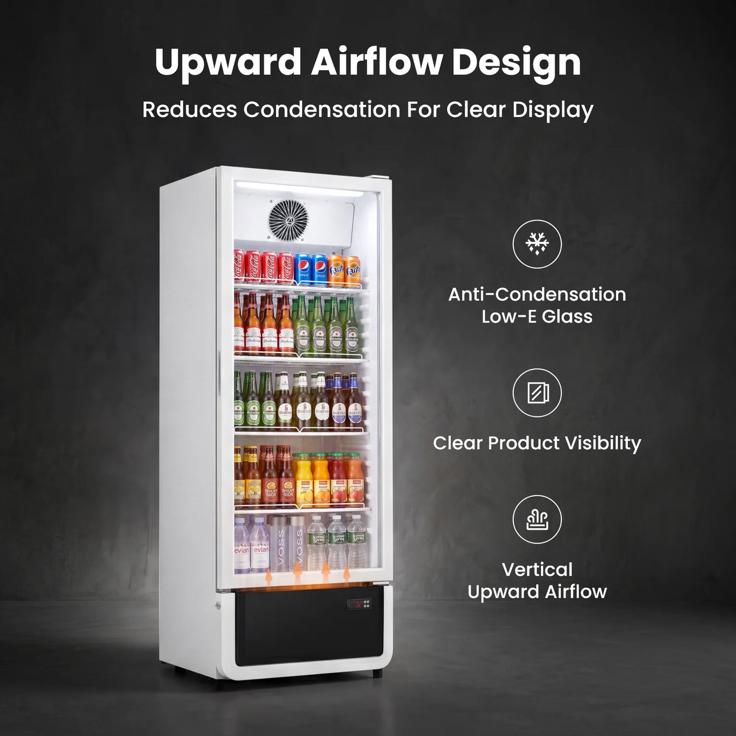 Yeego White Commercial Beverage Refrigerator with Glass Door
