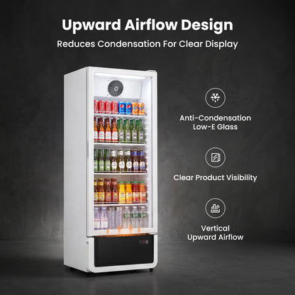 Yeego White Commercial Beverage Refrigerator with Glass Door