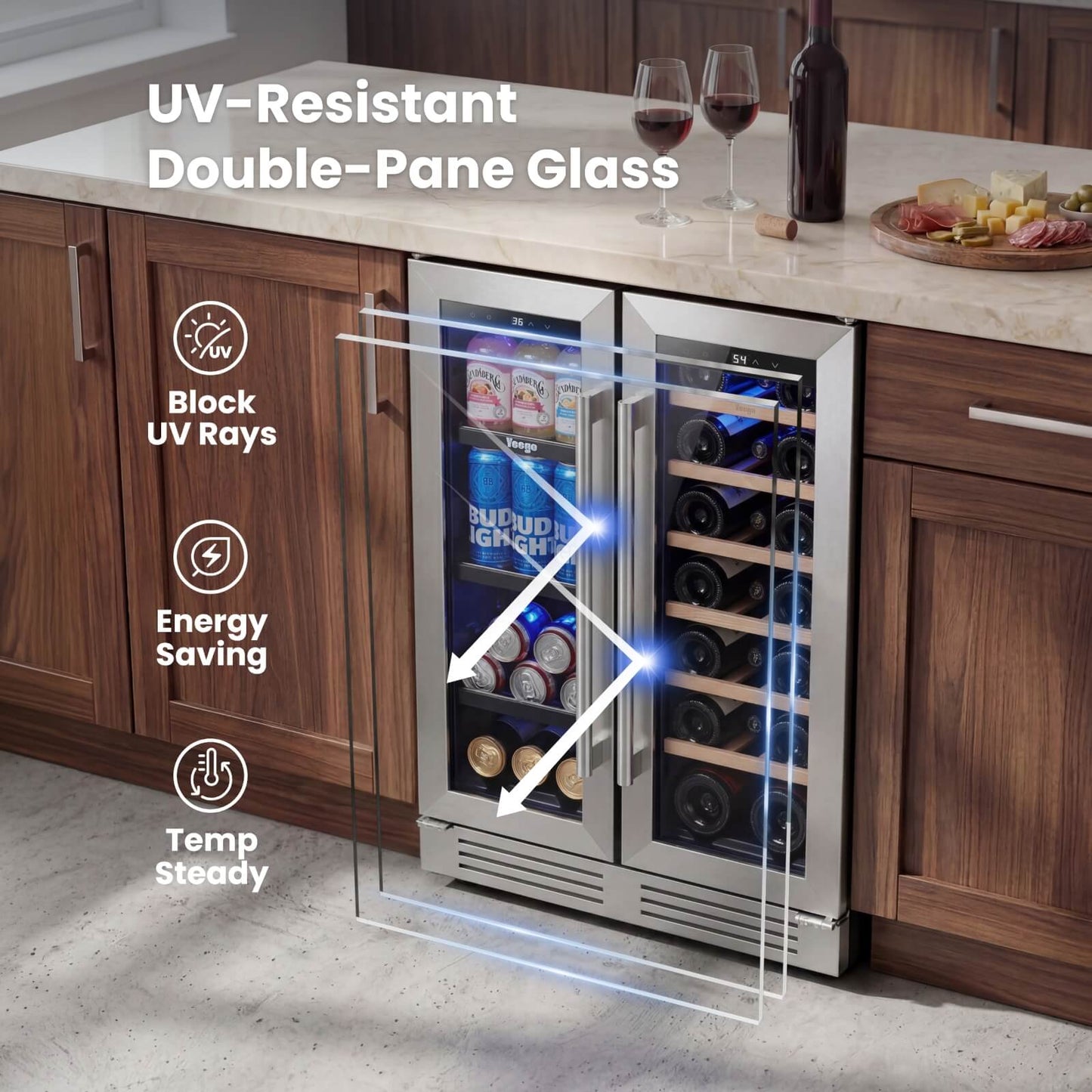 Yeego French Door Wine Beverage Fridge