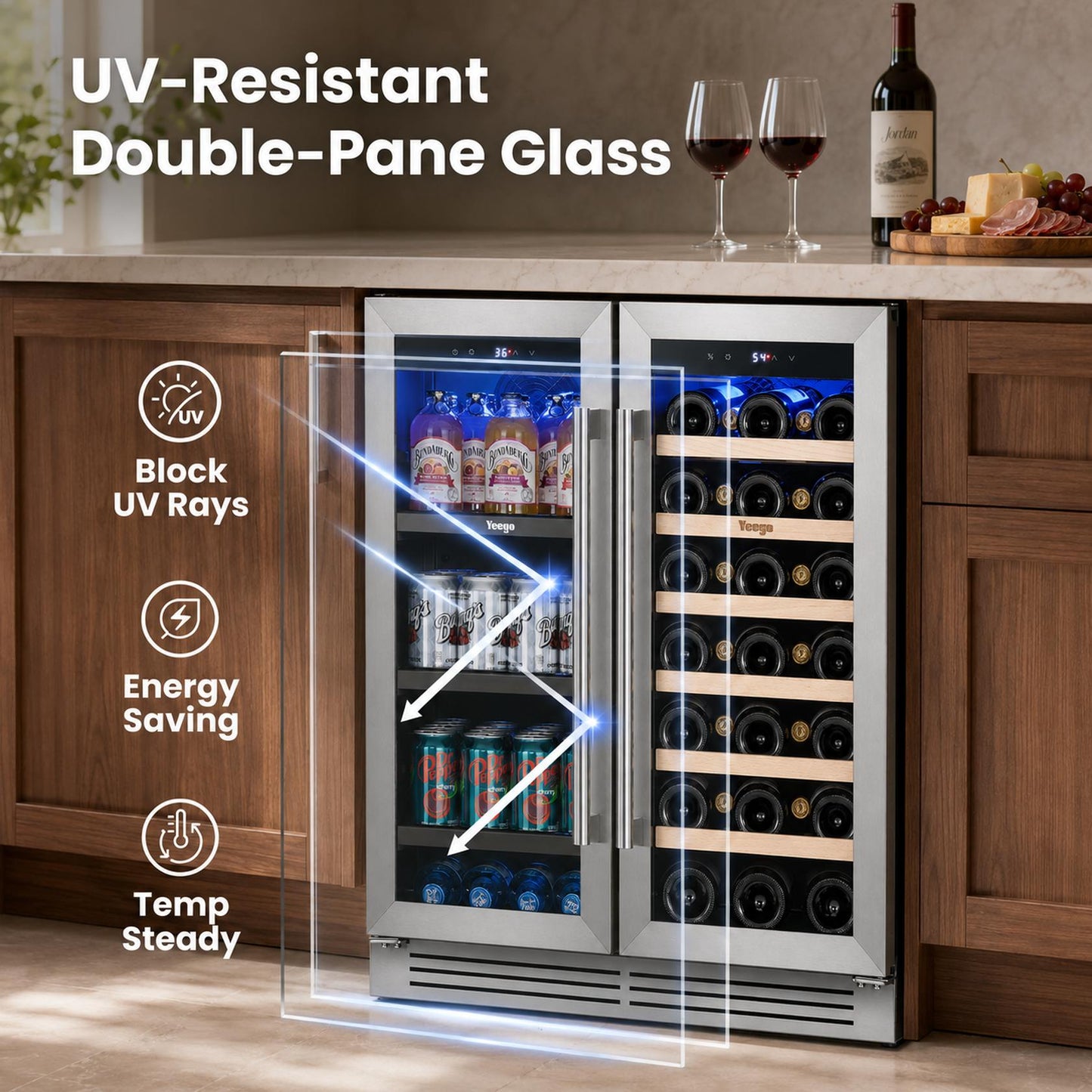 Yeego 30” French Door Wine Beverage Fridge
