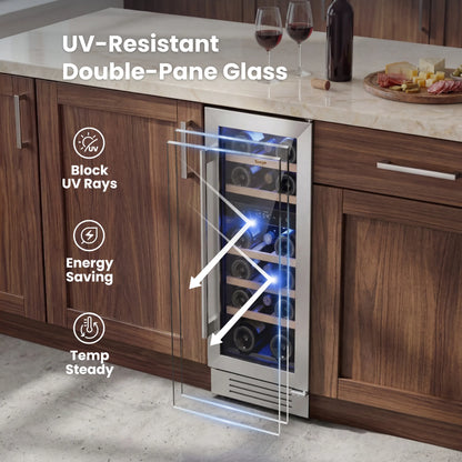 Yeego 12" Wine Fridge Dual Zone 17 Bottles