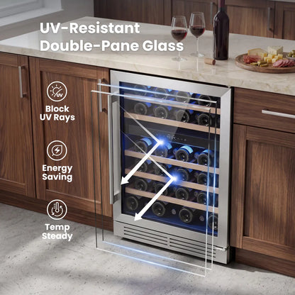 Yeego 24" Wine Fridge Dual Zone 52 Bottles