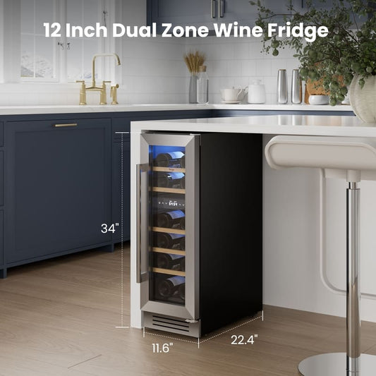 Yeego 12" Wine Fridge Dual Zone 17 Bottles - Yeego Life