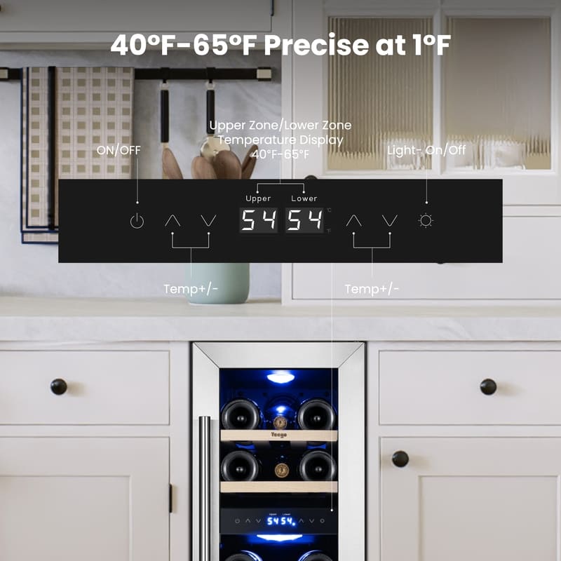 Yeego 12" Wine Fridge Dual Zone 17 Bottles - Yeego Life
