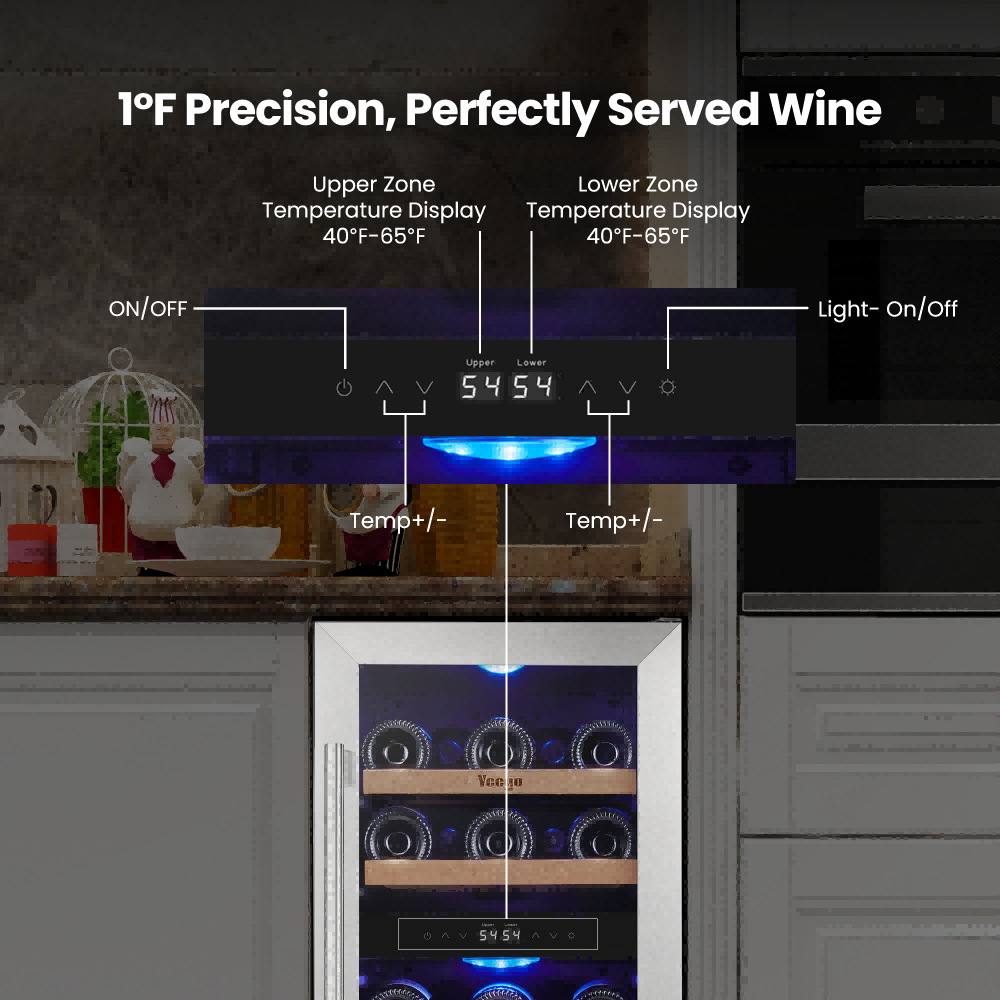 15 Inch Wide 28 Bottles Dual Zone Narrow Small Wine Fridge, Under Counter, Built-In or Freestanding - Yeego Life