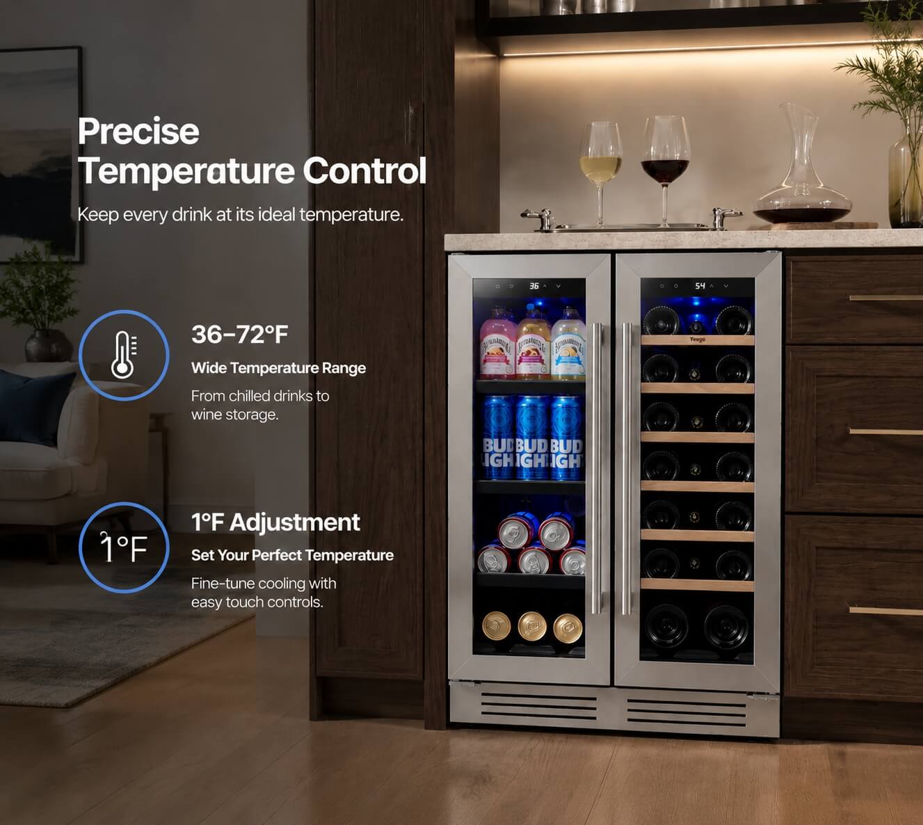Yeego French Door Wine Beverage Fridge