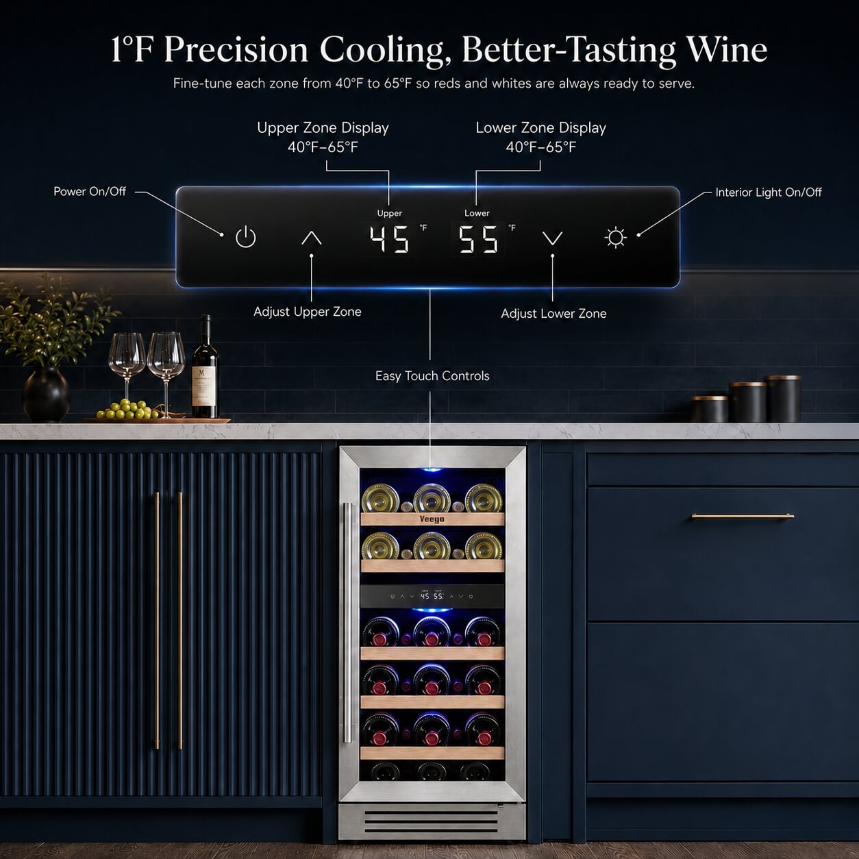Yeego 15" Wine Fridge Dual Zone 28 Bottles