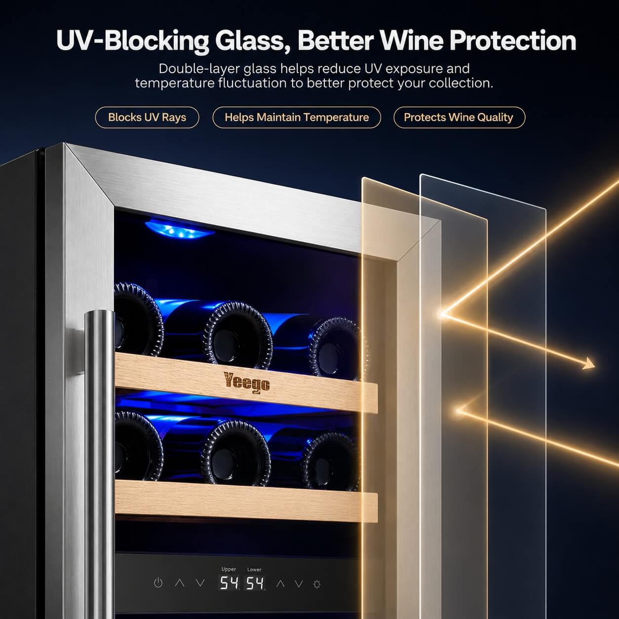 Yeego 15" Wine Fridge Dual Zone 28 Bottles