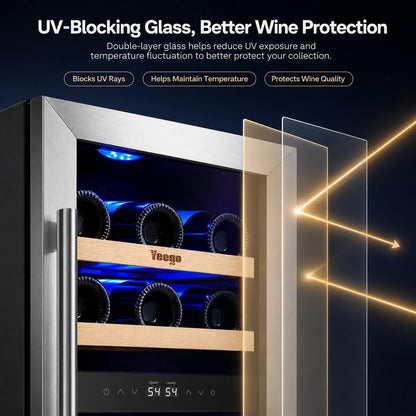 Yeego 15" Wine Fridge Dual Zone 28 Bottles