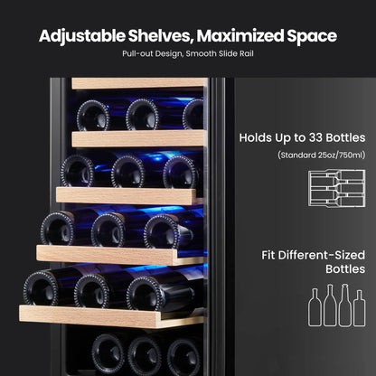 ws15 holds up to 33 bottles of red wine