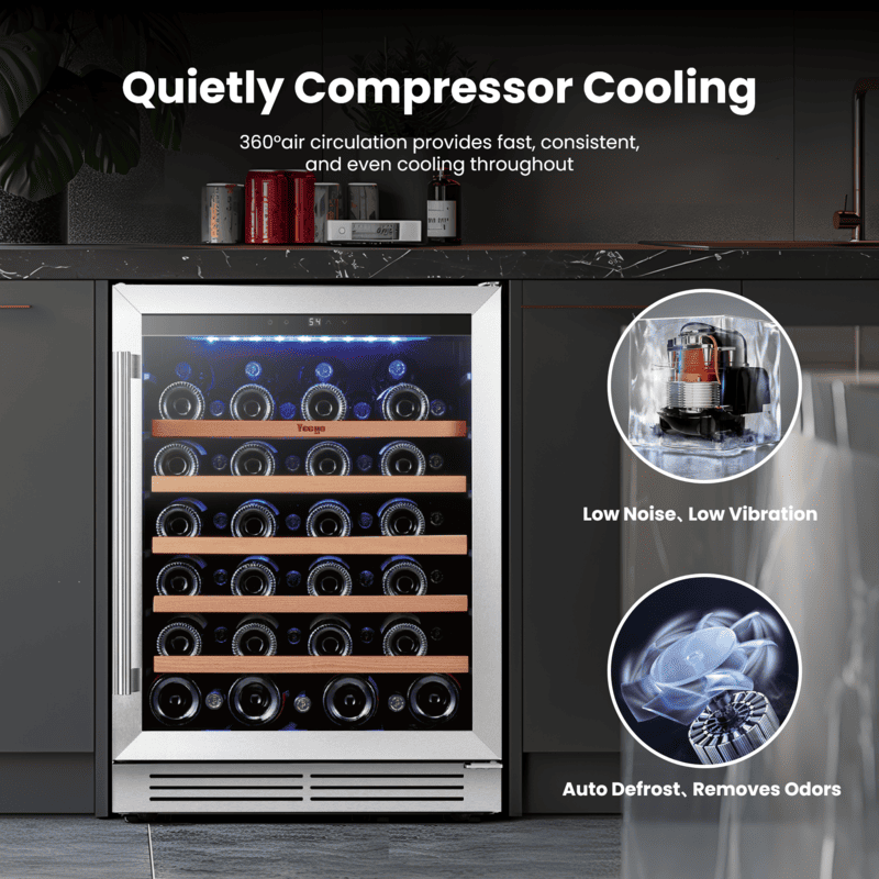 YEEGO WS24 wine cooler operates with minimal noise