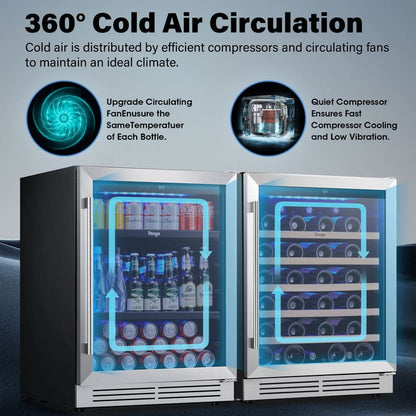 48 Inch Wide Wine Beverage Fridge, Under Counter Wine Beverage Center With Quiet Compressor - Yeego Life
