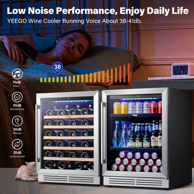 48 Inch Wide Wine Beverage Fridge, Under Counter Wine Beverage Center With Quiet Compressor - Yeego Life