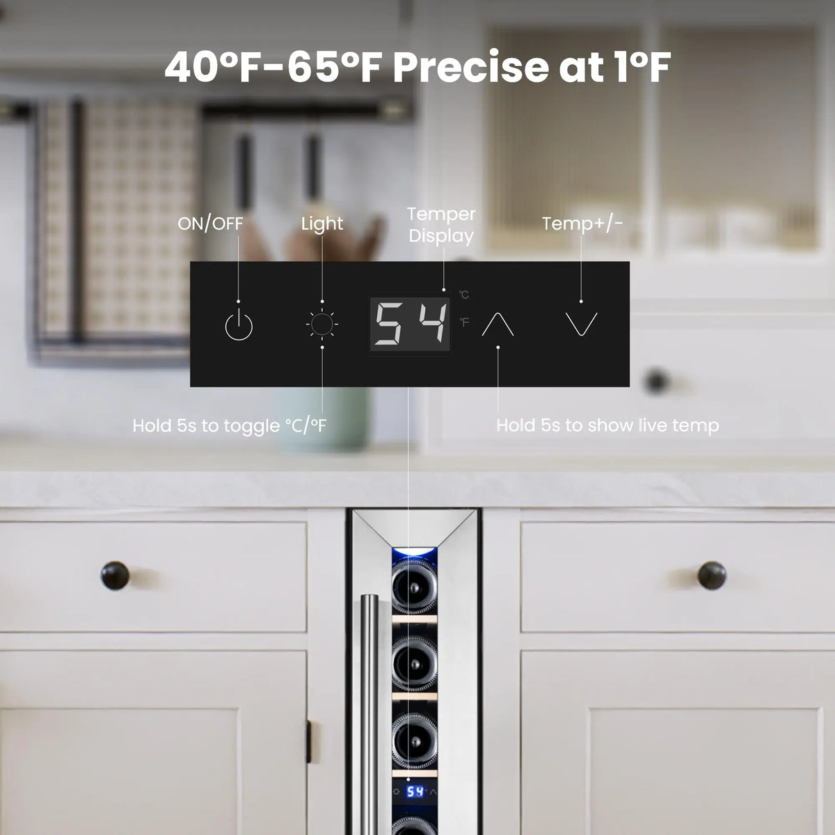 Temperature control of the Yeego 7-bottle wine fridge