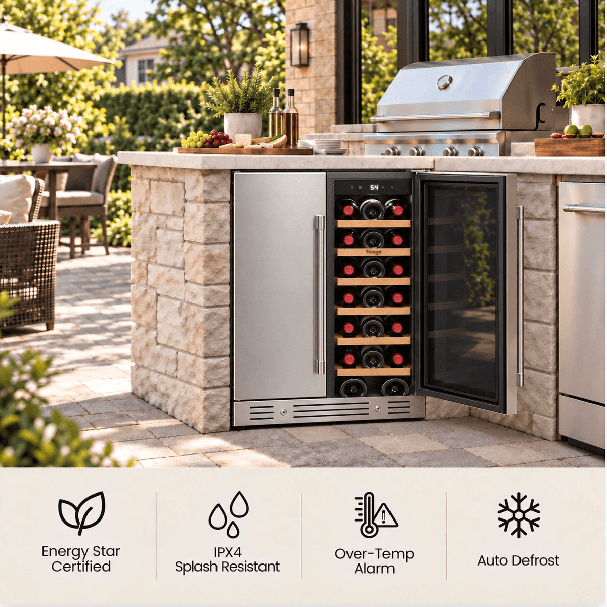 Yeego 24'' Outdoor Wine Beverage Fridge, 60 Cans 20 Bottles