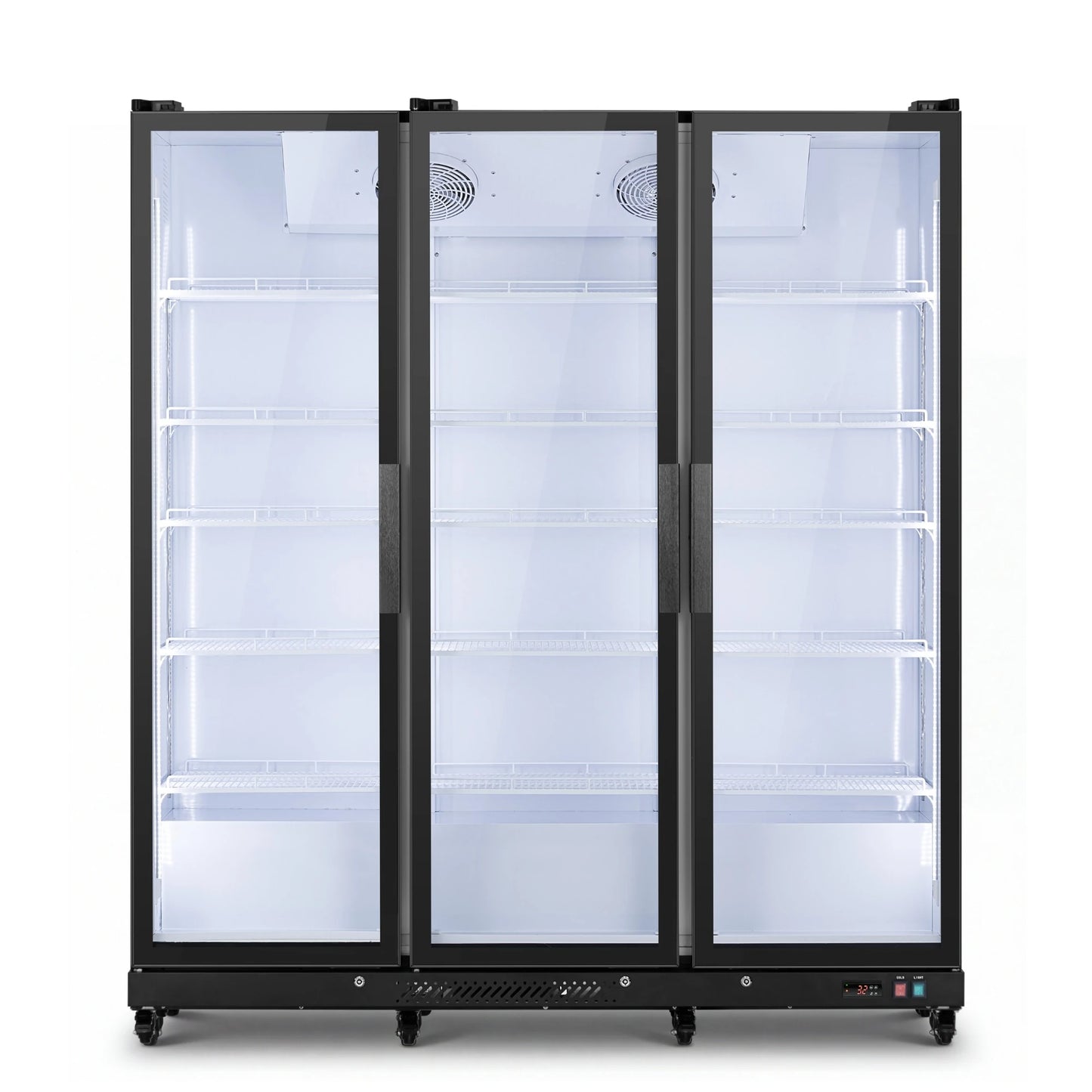 Spacious interior with adjustable wire shelving for flexible product organization