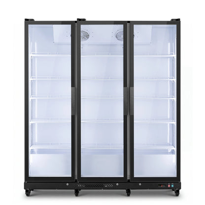 Spacious interior with adjustable wire shelving for flexible product organization