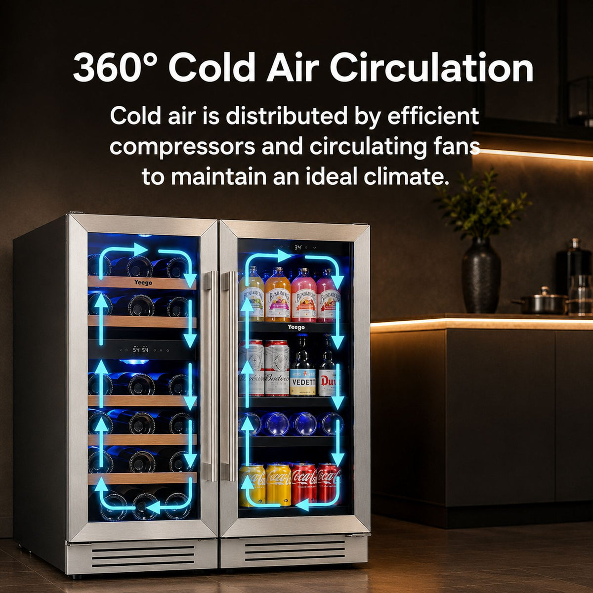 Yeego 30" Wine Beverage Fridge Triple Zone 2 Sets