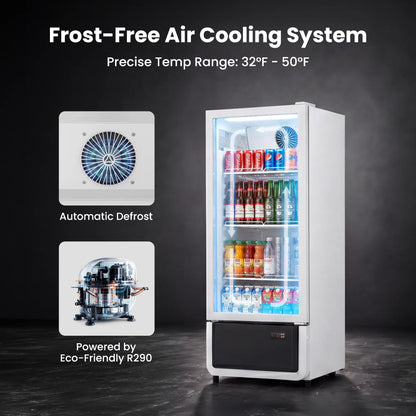 Yeego White Commercial Beverage Refrigerator with Glass Door