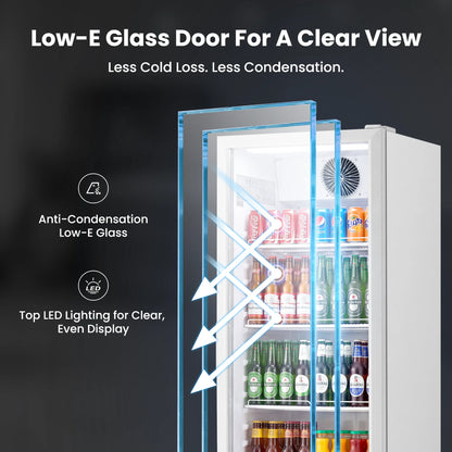 Yeego White Commercial Beverage Refrigerator with Glass Door