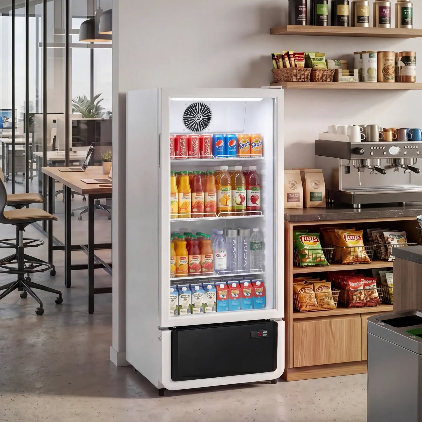 Yeego White Commercial Beverage Refrigerator with Glass Door