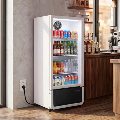 Yeego White Commercial Beverage Refrigerator with Glass Door
