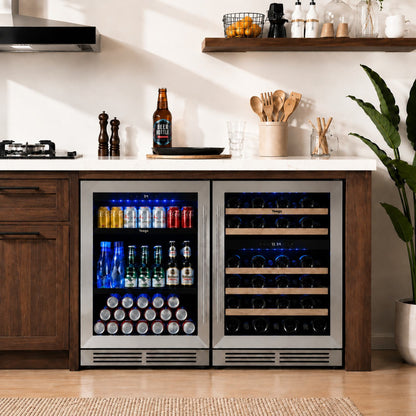 Yeego 48" Wine Beverage Fridge Combo Triple Zone