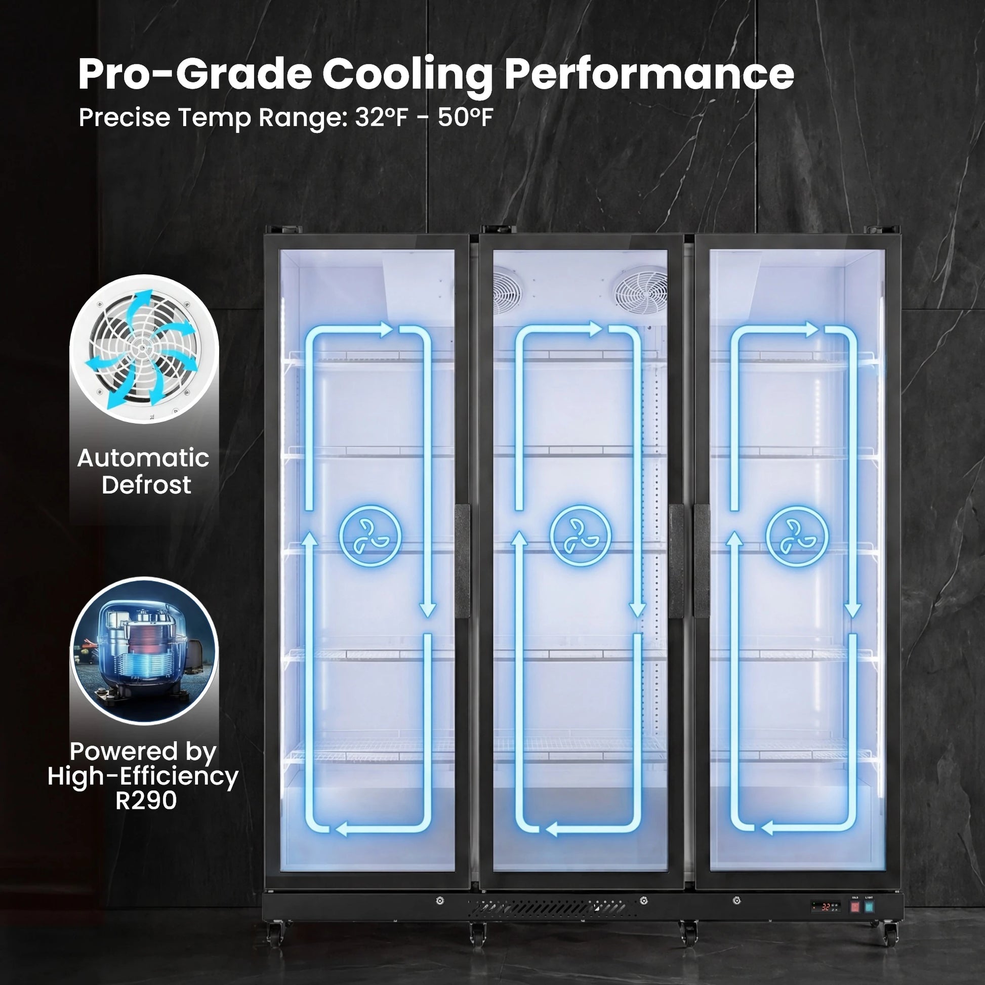 Fan-assisted airflow system providing even cooling throughout the refrigerator cabinet