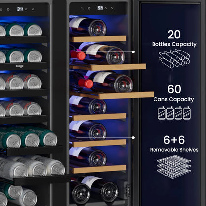 Yeego 24'' Outdoor Wine Beverage Fridge, 60 Cans 20 Bottles
