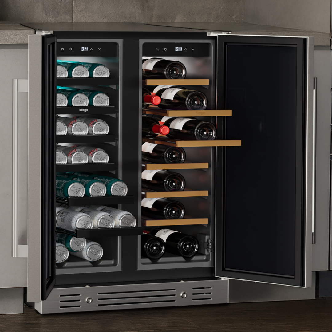 Interior storage of the Yeego outdoor wine and beverage fridge